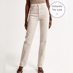 Abercrombie 90s Ultra High Rise Straight Curve Love Jeans - Off White Short